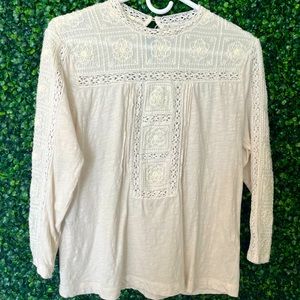 Lucky Brand Off White / Cream Lace Top size M